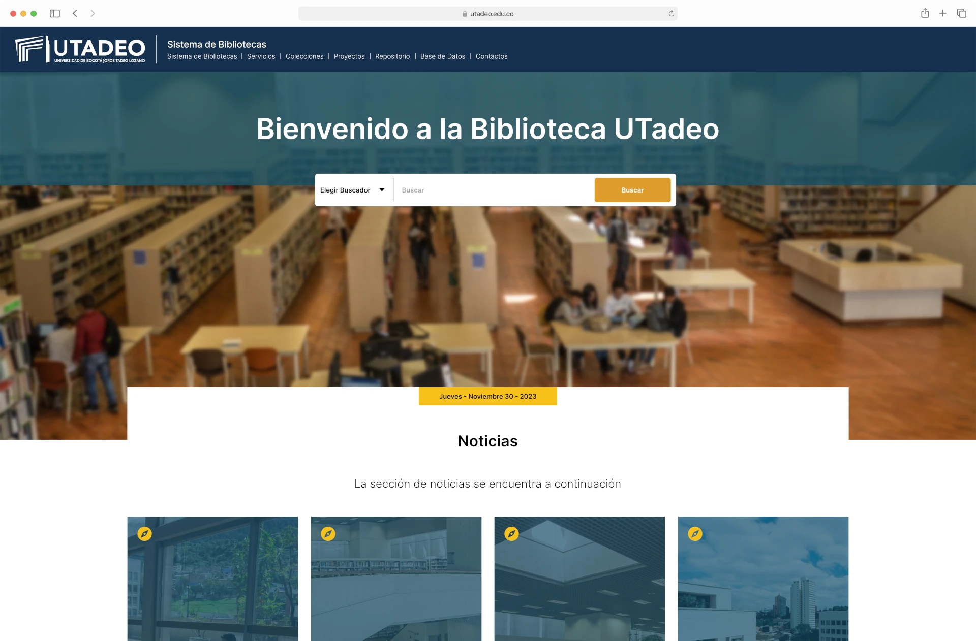 Imagen del navegador con la pagina de la biblioteca